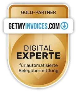 Siegel von getmyinvoices.com Gold Partner